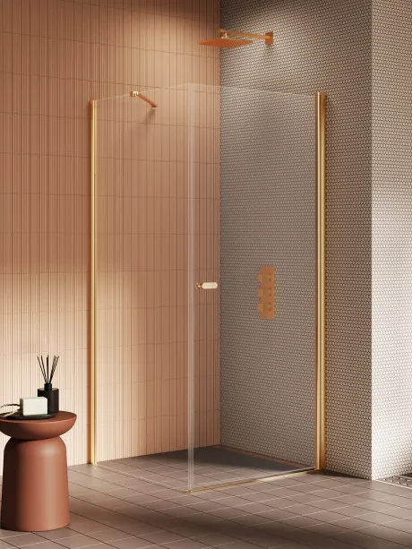Kabina prysznicowa New Soleo Gold Brushed, pojedyncze drzwi