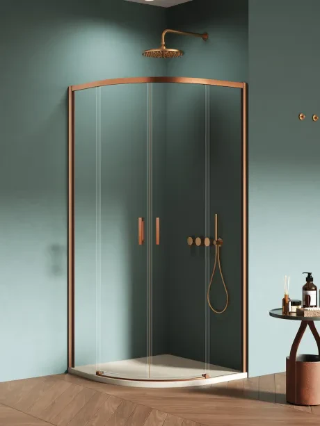 Kabina prysznicowa Prime Copper Brushed, półokrągła.