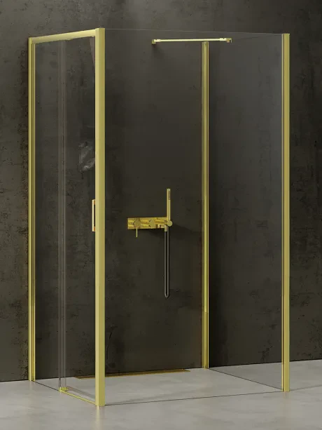 Kabina prysznicowa Prime Prime Light Gold, przyścienna, drzwi boczne, przesuwne od narożnika