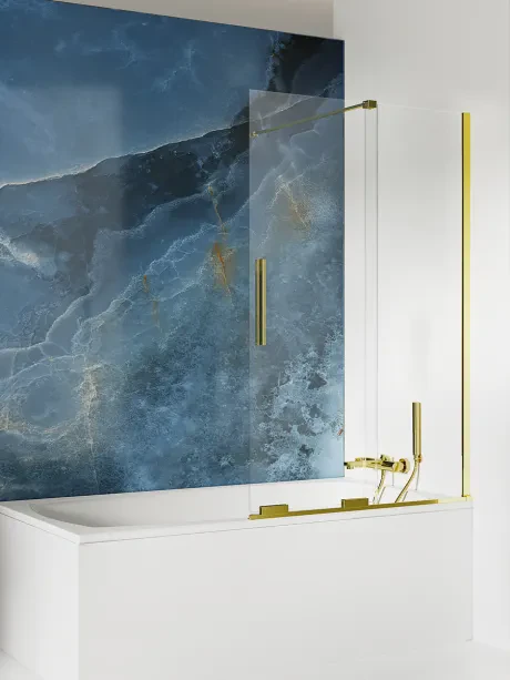 Parawan nawannowy Smart Light Gold, dwuelementowy, drzwi przesuwne, wspornik prostopadły