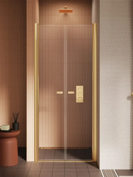 DRZWI WNĘKOWE NEW SOLEO Gold Brushed, wahadłowe, podwójne