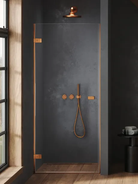 Drzwi wnękowe OXIA COPPER BRUSHED pojedyncze wahadłowe, zawias przy ścianie