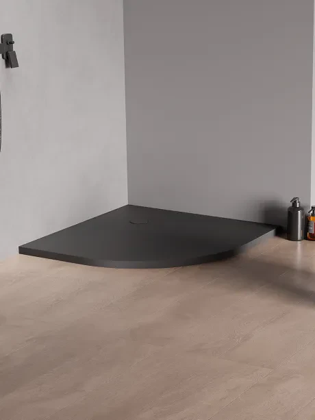 Brodzik konglomeratowy Nex Shade, półokrągły, w kolorze antracytowym, wysokość 3,5cm
