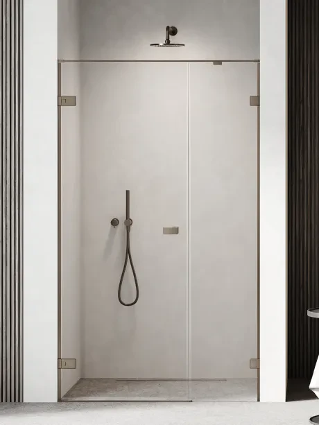 Drzwi wnękowe OXIA GUNMETAL BRUSHED PLUS pojedyncze wahadłowe, zawias przy ścianie