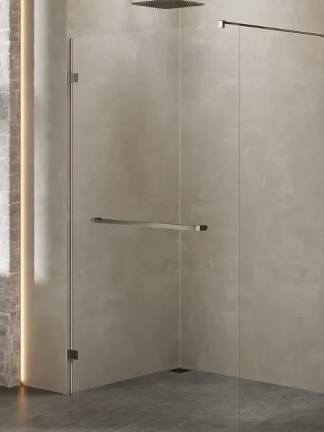 Kabina prysznicowa walk in Avexa Gunmetal Brushed jednoelementowa, z wieszakiem. Szkło 6 mm.