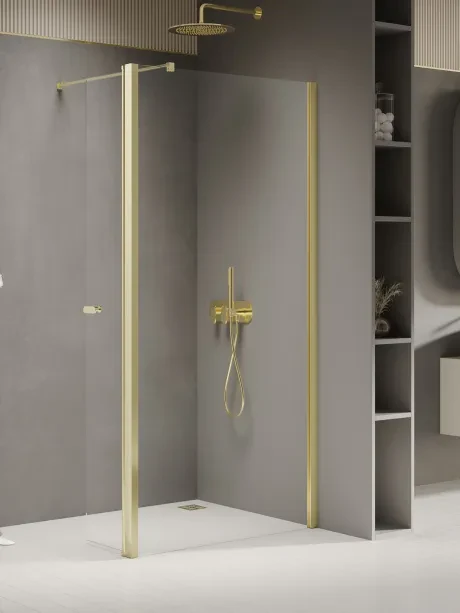 Kabina prysznicowa New Soleo Gold Shine, walk in, z dodatkową ścianką