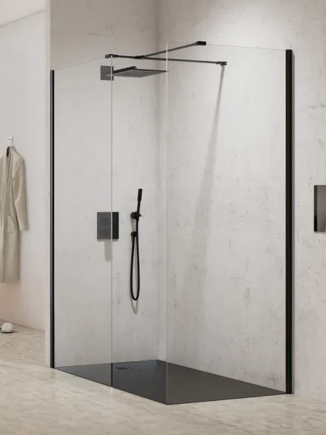 Kabina prysznicowa walk in New Modus Black, dwuelementowa.