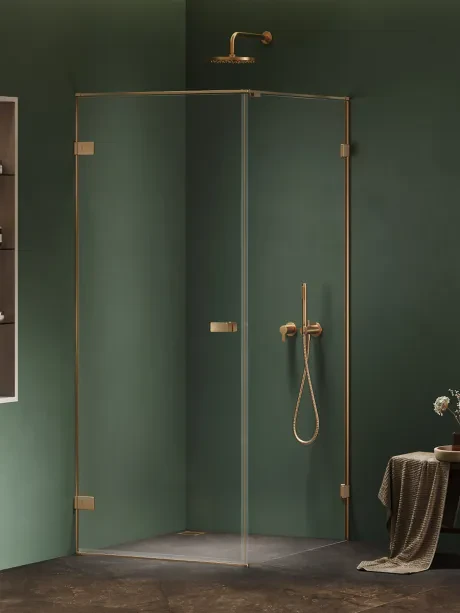 Kabina prysznicowa OXIA GOLD BRUSHED drzwi pojedyncze wahadłowe, zawias przy ścianie