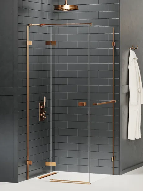 Kabina prysznicowa Avexa Copper Brushed, pojedyncze drzwi, z wieszakiem relingowym