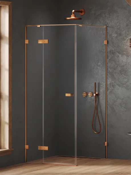 Kabina prysznicowa OXIA COPPER BRUSHED drzwi pojedyncze wahadłowe, zawias na małej ściance