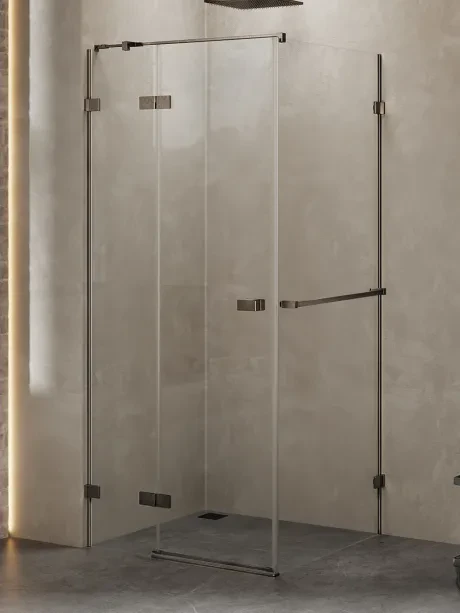 Kabina prysznicowa Avexa Gunmetal Brushed, pojedyncze drzwi, z wieszakiem relingowym