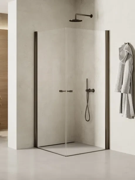Kabina prysznicowa New Soleo Gunmetal Brushed, podwójne drzwi