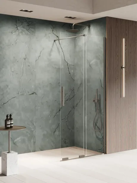 Kabina prysznicowa walk in Smart Gunmetal Brushed, przesuwna.