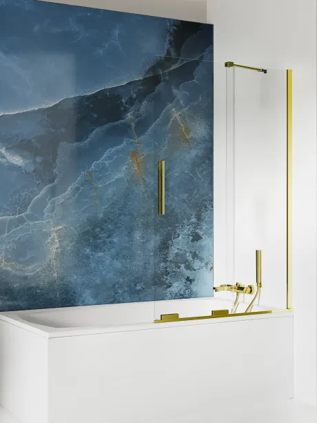 Parawan nawannowy Smart Light Gold, dwuelementowy, drzwi przesuwne, wspornik skośny
