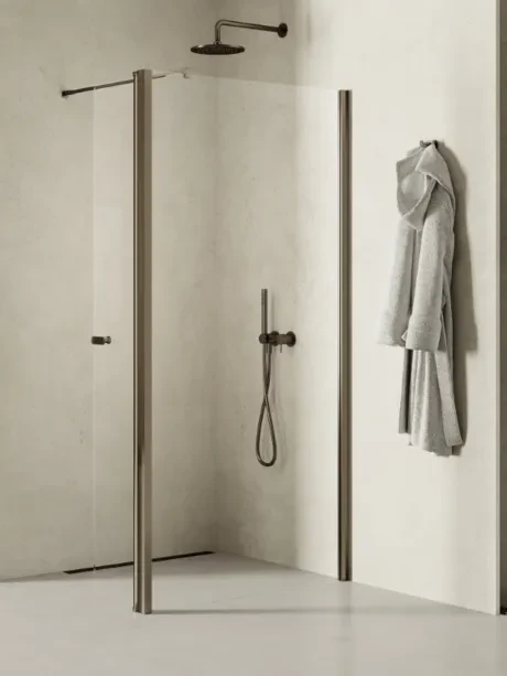 Kabina prysznicowa New Soleo Gunmetal Brushed, walk in, z dodatkową ścianką