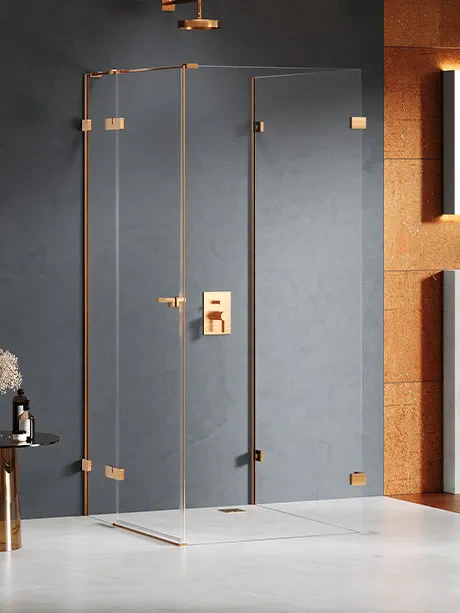 Kabina prysznicowa Eventa Copper Brushed, przyścienna, drzwi boczne