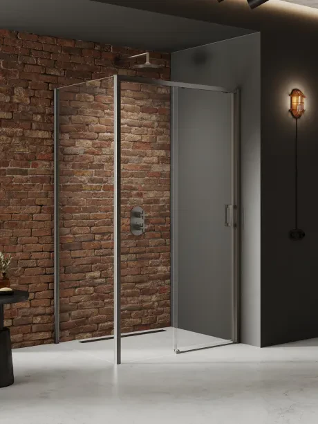 Kabina prysznicowa Prime Gunmetal Brushed, drzwi przesuwne od ściany