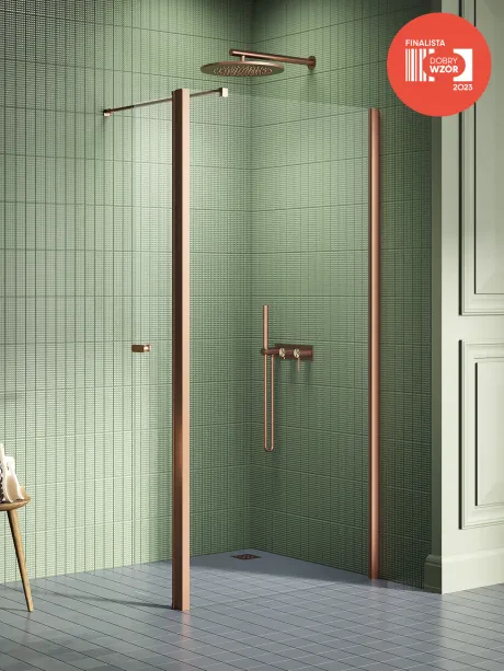 Kabina prysznicowa New Soleo Copper Brushed, walk in, z dodatkową ścianką
