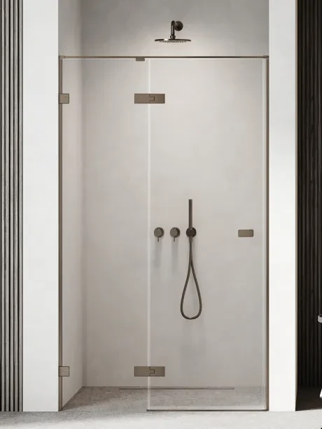 Drzwi wnękowe OXIA GUNMETAL BRUSHED pojedyncze wahadłowe, zawias na małej ściance