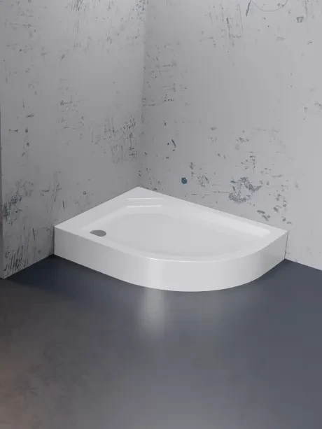 Brodzik akrylowy New Maxima, asymetryczny, z obudową. Wysokość 17cm