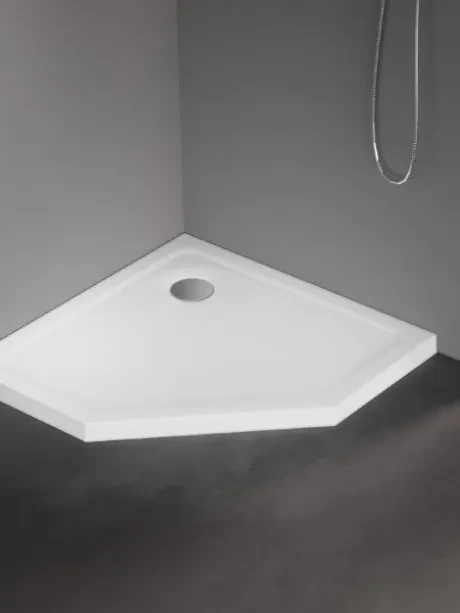 Brodzik akrylowy Mild, pięciokątny, wysokość 4,5cm, w kolorze białym