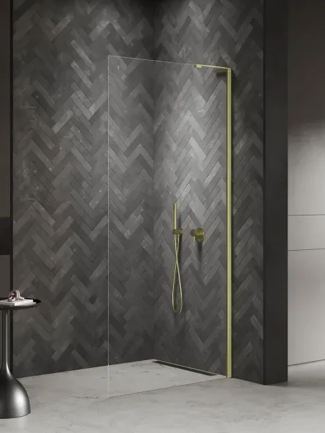 Kabina prysznicowa Nesta Gold Shine, walk in, wspornik kątowy