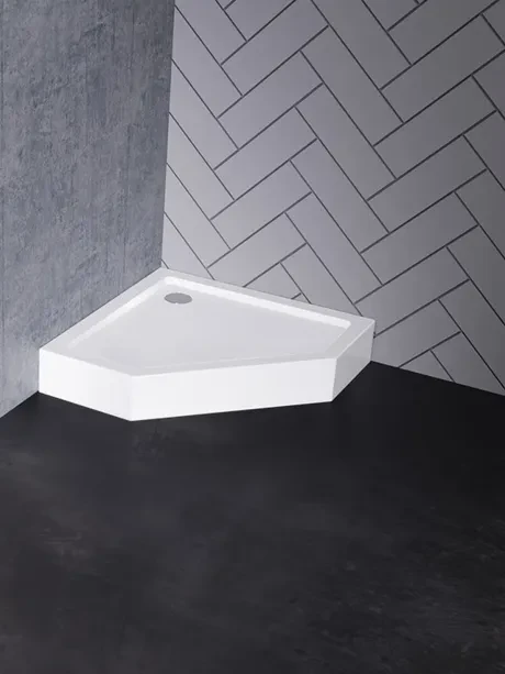 Brodzik akrylowy New Azura, pięciokątny, w kolorze białym. Wysokość 15cm