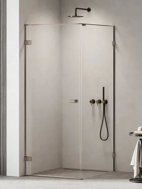 Kabina prysznicowa OXIA GUNMETAL BRUSHED drzwi pojedyncze wahadłowe, zawias przy ścianie
