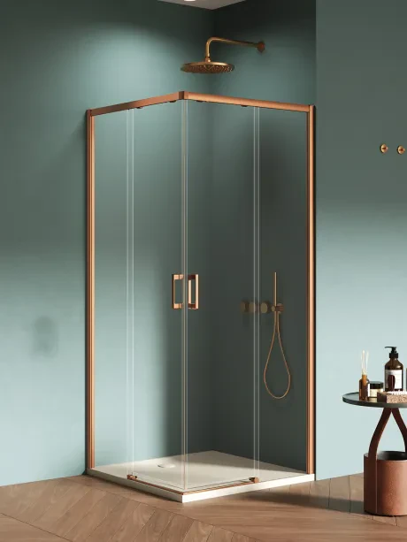 Kabina prysznicowa Prime Copper Brushed, drzwi podwójne, przesuwne