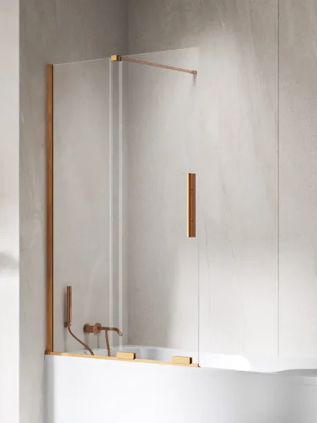 Parawan nawannowy Smart Copper Brushed, dwuelementowy, drzwi przesuwne, wspornik prostopadły