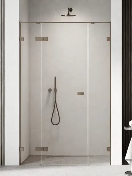 Drzwi wnękowe OXIA GUNMETAL BRUSHED PLUS pojedyncze wahadłowe, zawias na małej ściance