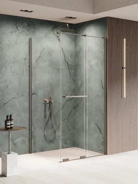 Kabina prysznicowa Smart Gunmetal Brushed, drzwi przesuwne, reling