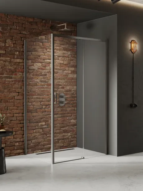 Kabina prysznicowa Prime Gunmetal Brushed, drzwi pojedyncze, przesuwne