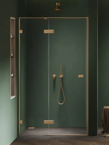 Drzwi wnękowe OXIA GOLD BRUSHED pojedyncze wahadłowe, zawias na małej ściance
