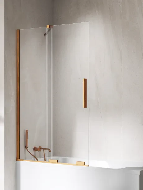 Parawan nawannowy Smart Copper Brushed, dwuelementowy, drzwi przesuwne, wspornik skośny