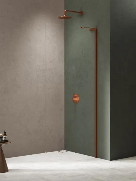 Kabina prysznicowa Nesta Copper Brushed, walk in, wspornik kątowy