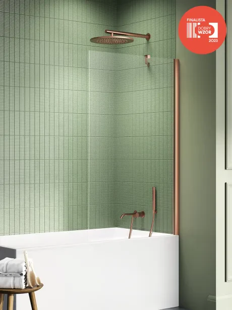 Parawan nawannowy New Soleo Copper Brushed, jednoelementowy stały