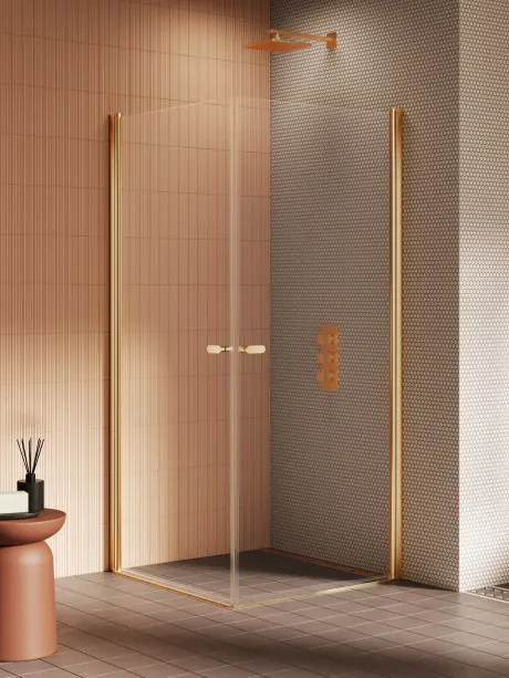 Kabina prysznicowa New Soleo Gold Brushed, podwójne drzwi