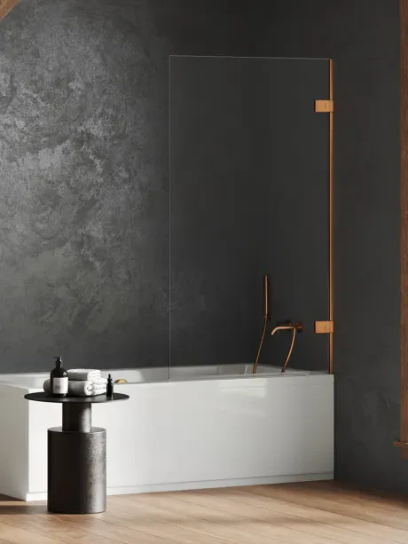Parawan nawannowy OXIA COPPER BRUSHED pojedynczy uchylny zawias przy ścianie