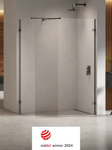 Kabina walk in Eventa Black Chrome, dwuelementowa
