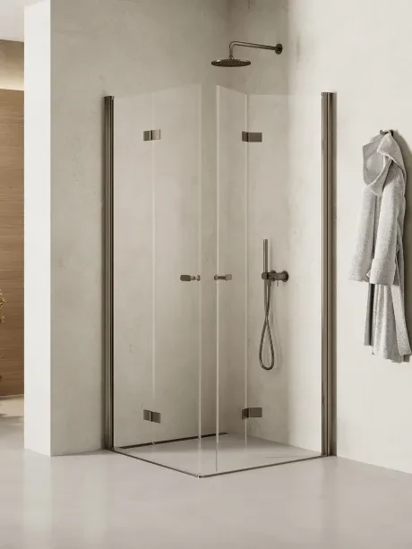 Kabina prysznicowa New Soleo Gunmetal Brushed, Drzwi składane, podwójne