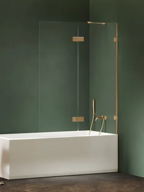 Parawan nawannowy OXIA GOLD BRUSHED pojedynczy uchylny zawias na małej ściance