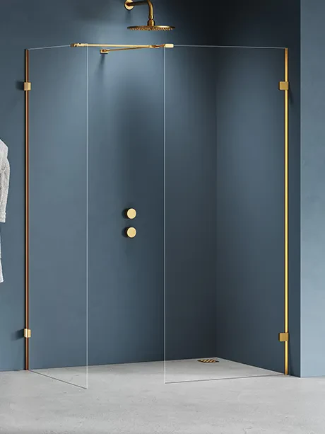 Kabina walk in Eventa Gold Brushed, dwuelementowa