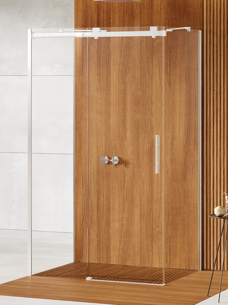 Softi, wall-mounted, soft-close sliding shower enclosure
