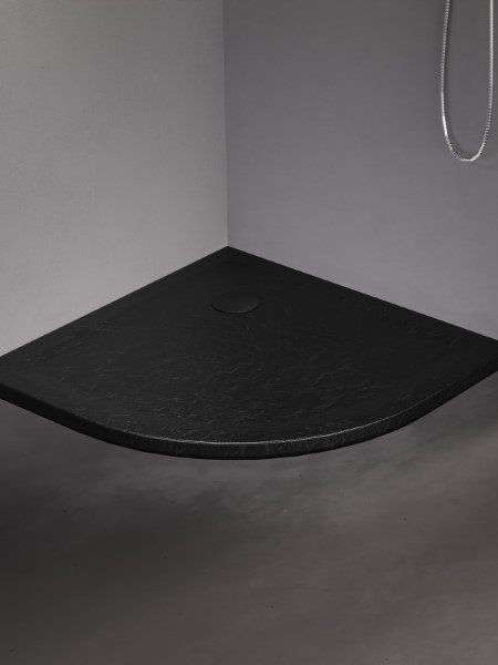 Brodzik akrylowy Mild Stone, półokrągły, w kolorze czarnym, wysokość 4,5cm